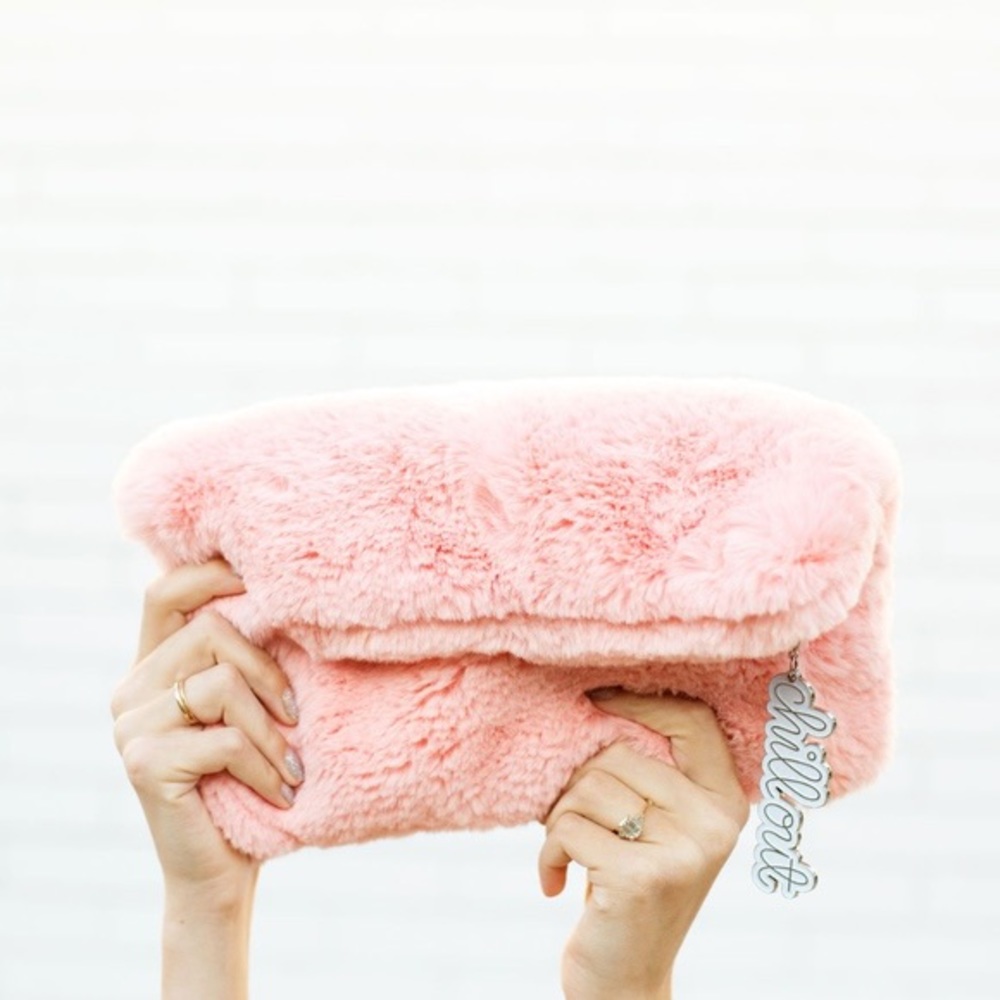 Pink Faux Fur Clutch